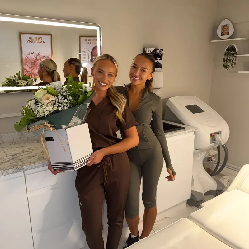 Charlotte with a colleague at the clinic